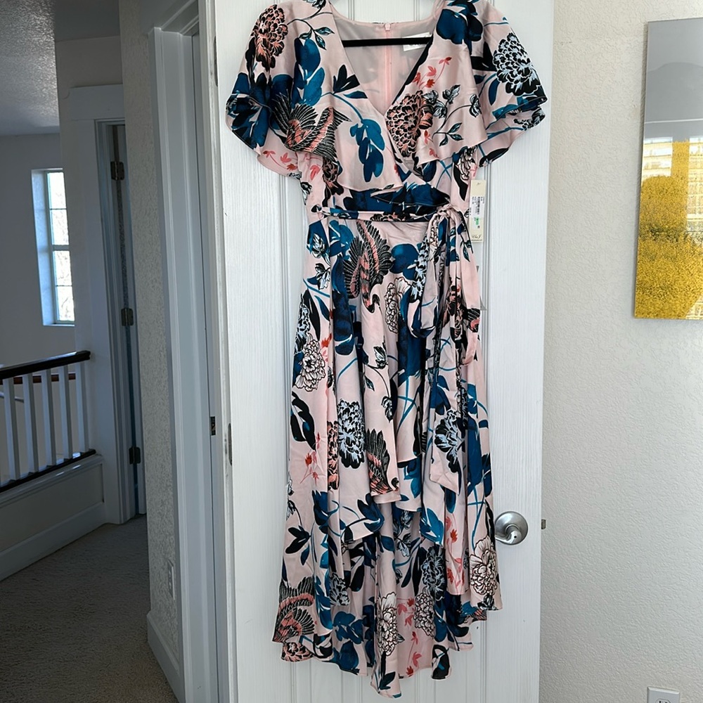 NWT Eliza J pink floral high low dress